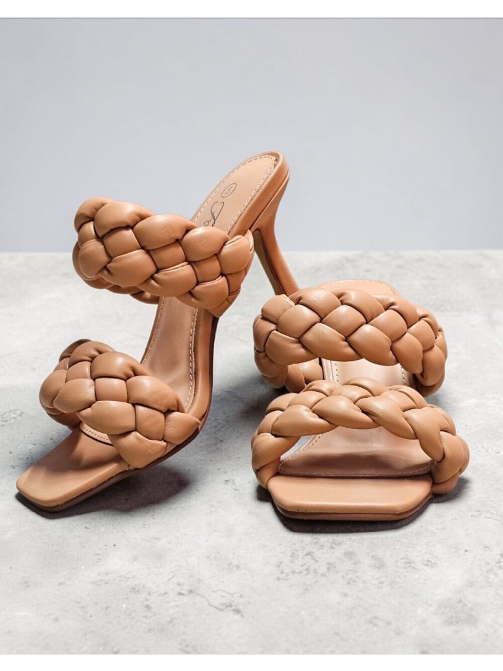 Braided Faux Leather High Heel Sandals - Nude Beige Chic & Elegant Design For Wo - Picture 5 of 16